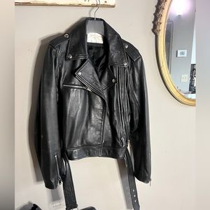Zara Genuine Leather Black Leather Jacket